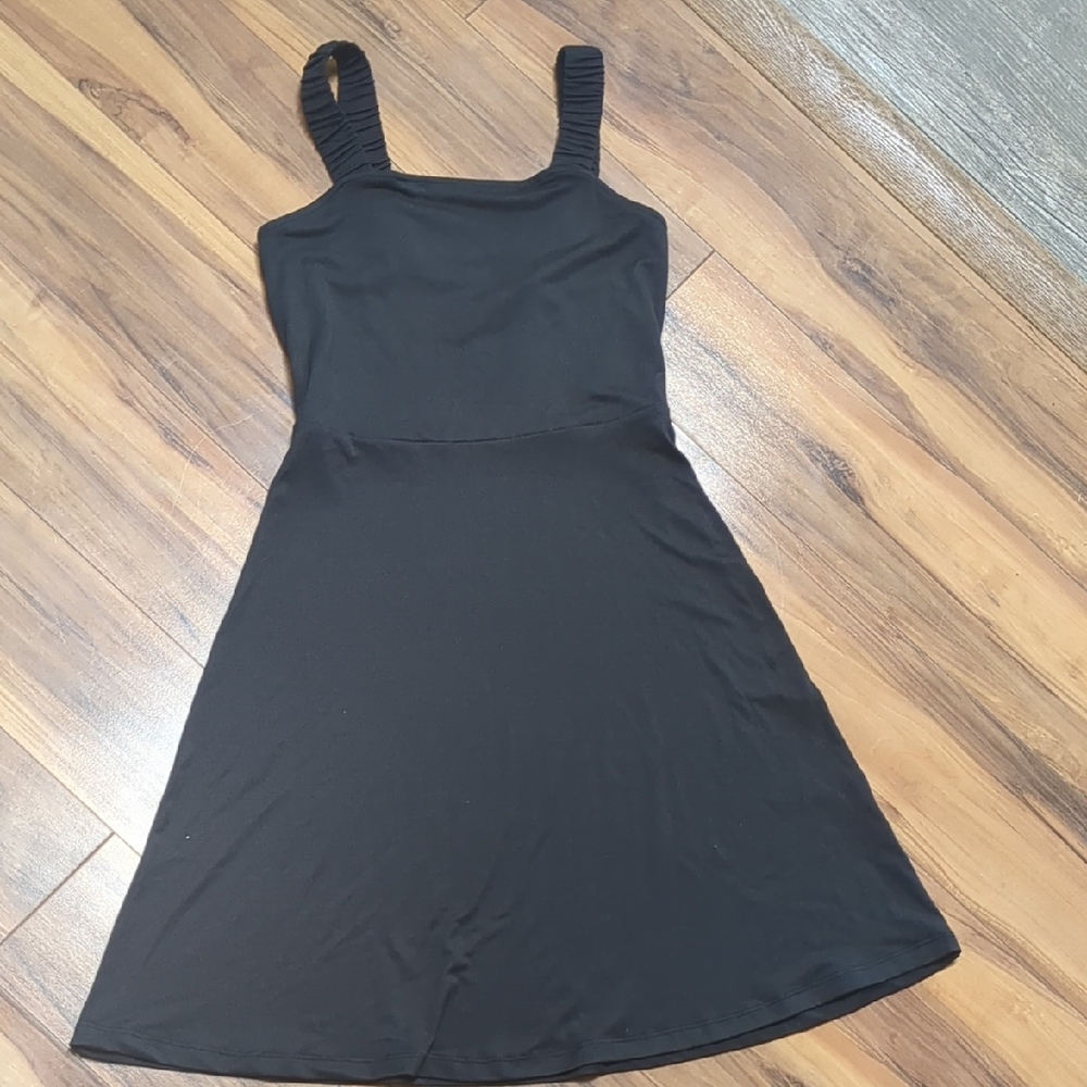 SO Black Midi Dress with Ruched Straps